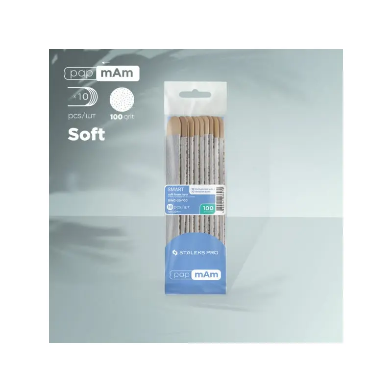 10 Einwegfeilen Etuis weich mit Schaumunterlage auf dem Holzuntersatz (100-240 Krnung) PAPMAM STALEKS SMART